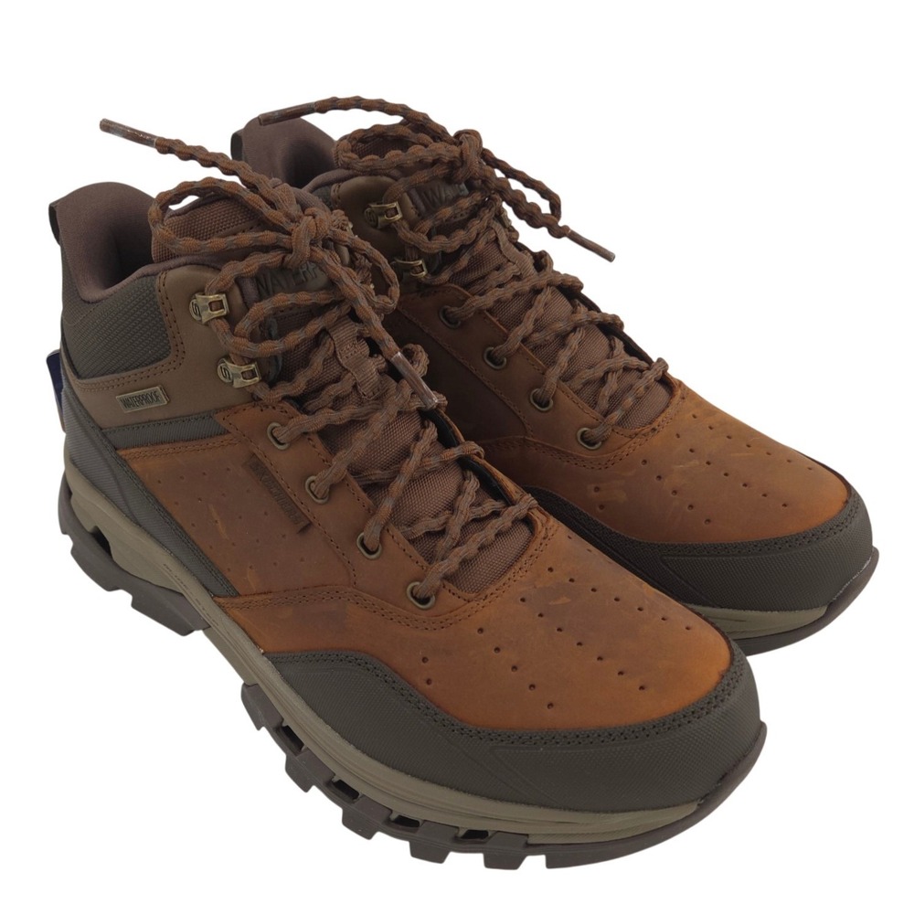 Skechers Glide-Step Randell Brecken Boots Men 10.5M Brown Waterproof Slip In NEW